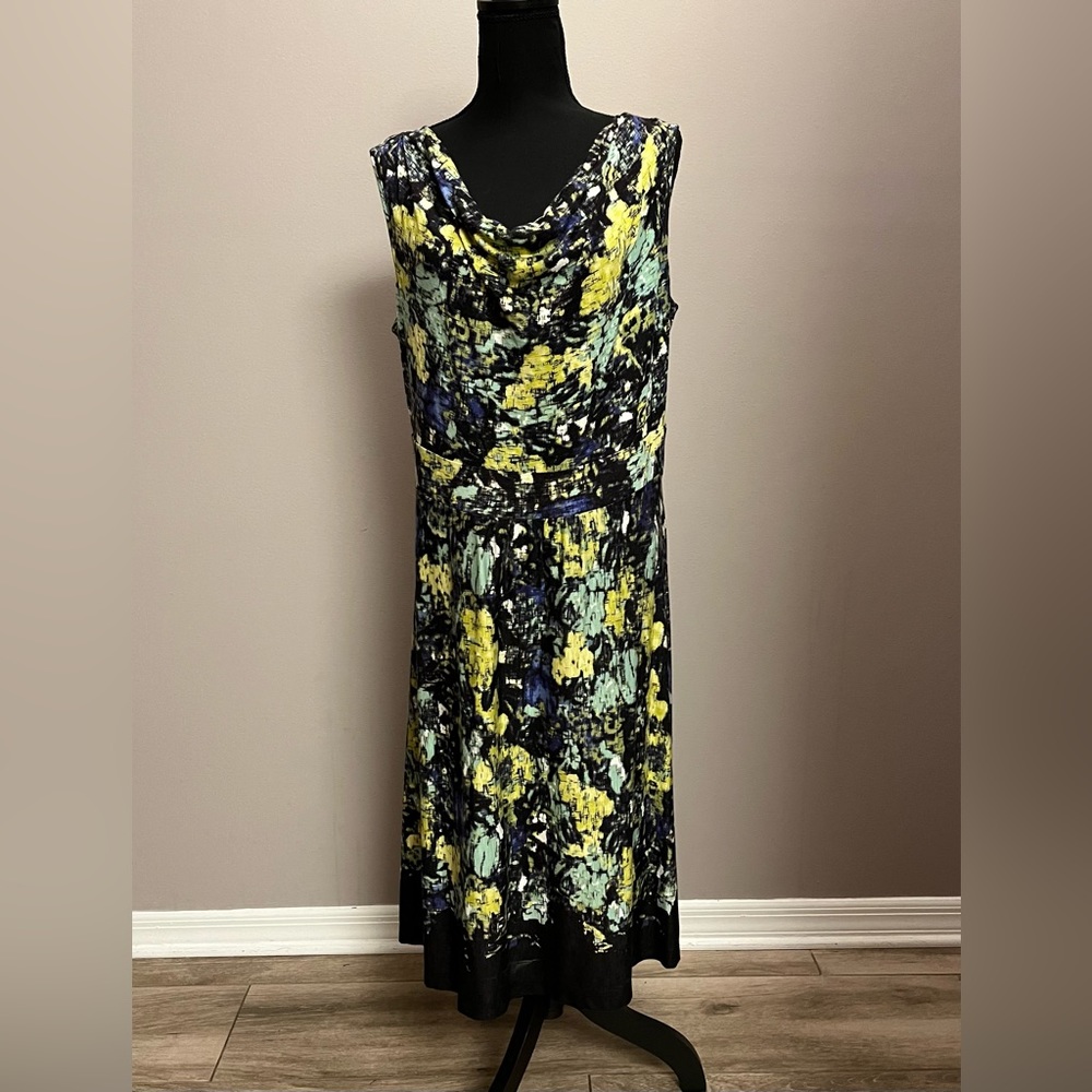 NIC+ZOE Size L Sleeveless Dress in Shades of Green and Black